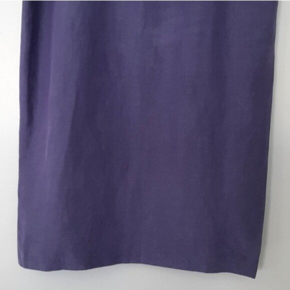 KASPER Linen Silk Minimalist Classic Long Maxi Skirt Side Slit Purple Blue Sz 12 - Picture 7 of 8